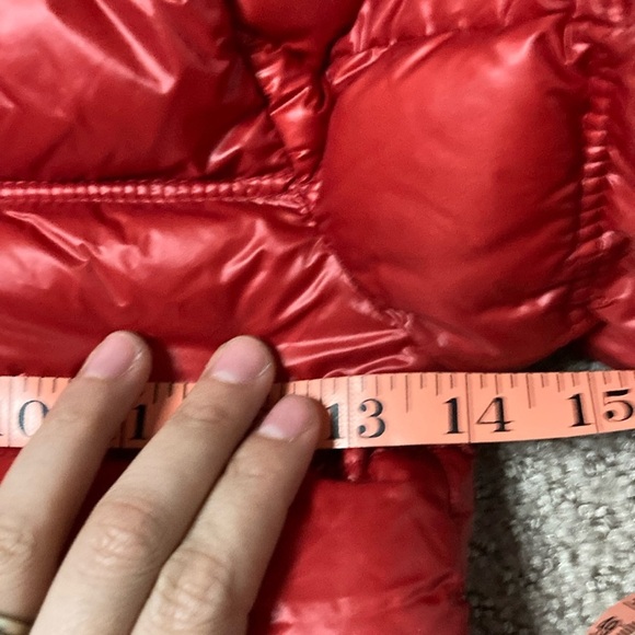 Moncler Red Glossy Puffer Jacket with Hood - Picture 10 of 14